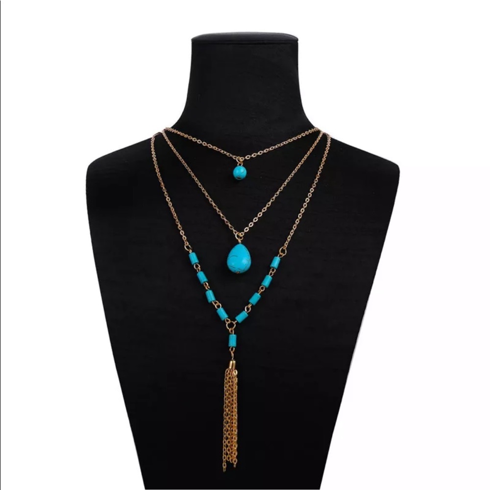 Boho Turquoise Layered Necklace - Picture 1 of 6